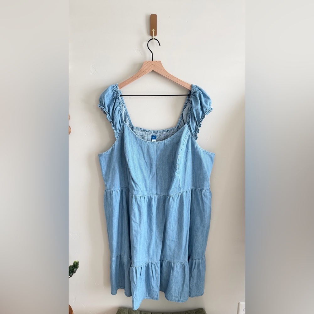 Old Navy Fit & Flare Puff-Sleeve Smocked Jean Mini Dress - Picture 6 of 6